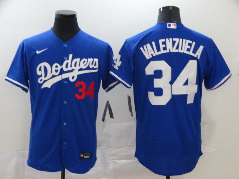 Men Los Angeles Dodgers #34 Valenzuela Blue Nike Elite MLB Jerseys->chicago cubs->MLB Jersey